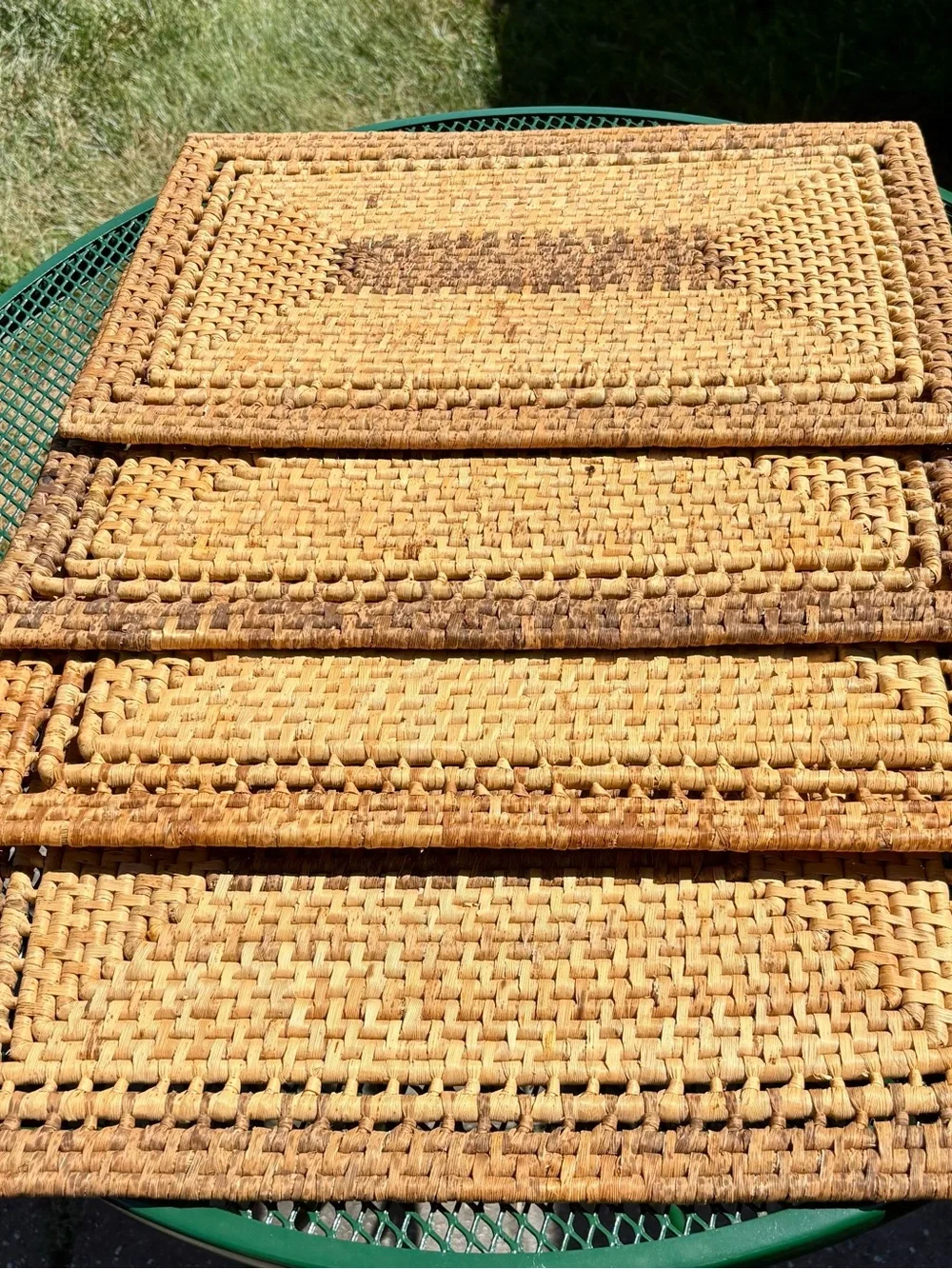 Woven Natural and Brown Rectangular Placemats - Set of 4
